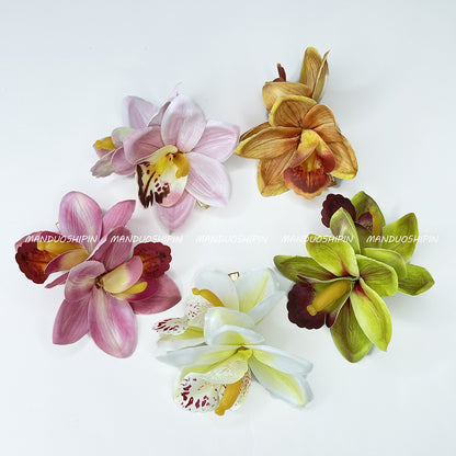Double Orchid Hairpin Bohemian Holiday Style Hairpin Photo Hair Accessories Shiny Flower Side Clip