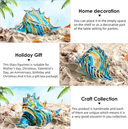 Glass Seashell - Hand Blown Glass Conch Figurines Ornament