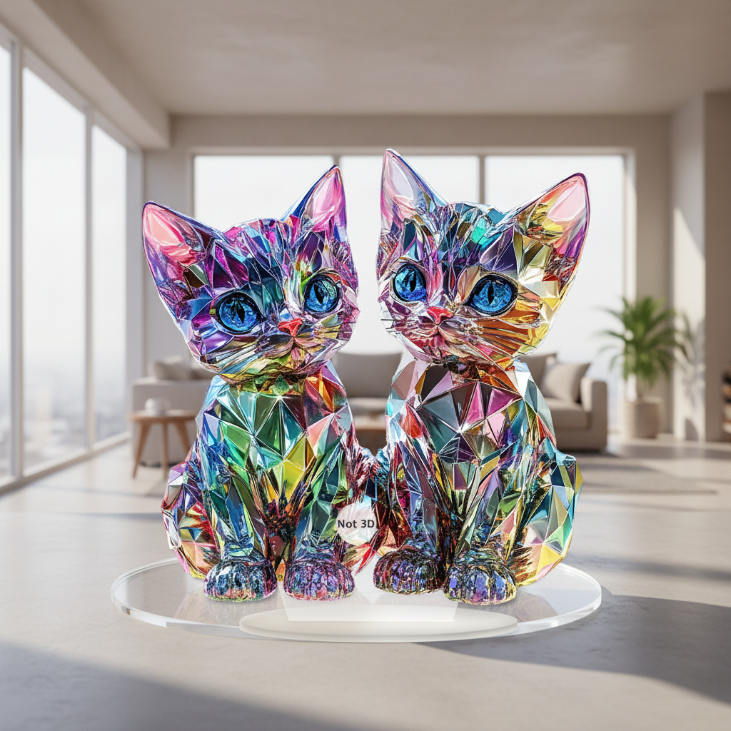 Lumi #3 Kawaii Cat Acrylic Stand – Cute Desk Decor for Bedroom, Shelf & Office Display