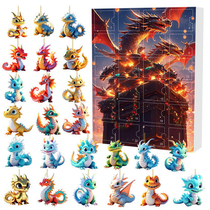Advent Blind Box: 24 Cute Dragon Baby Acrylic Ornaments for Christmas Decor