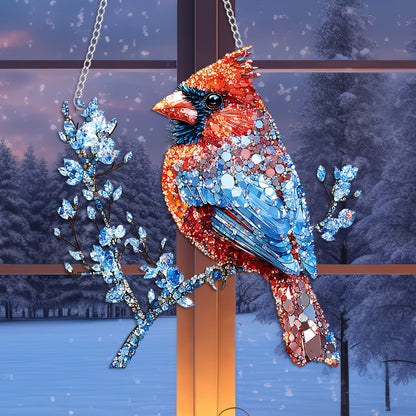 Colorful Bird Acrylic Hanging Ornament with Chain