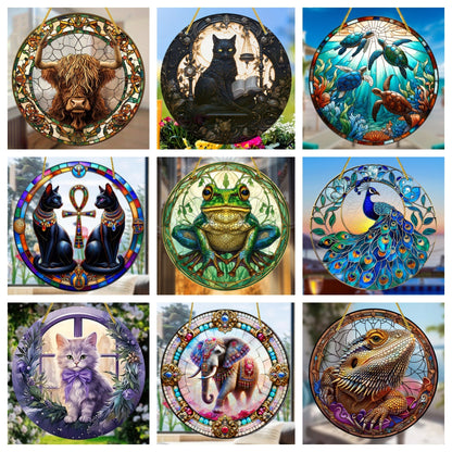 Animal Series Colorful Stained Glass Style Hanging Ornaments for Home