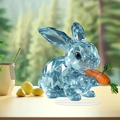 Cute Easter Crystal Rabbit 2D Acrylic Ornament – Thanksgiving & Spring Home Décor
