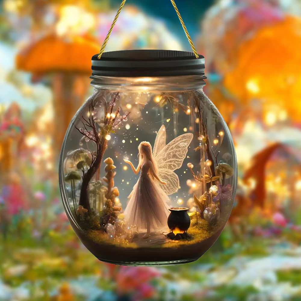 Fairy Snow White Mason Jar Hanging Ornament