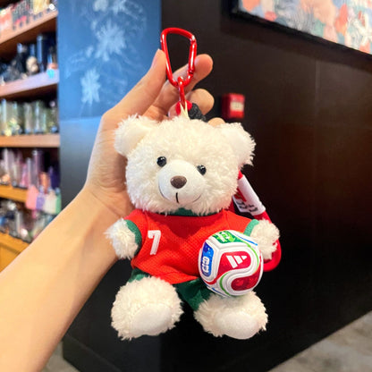 2026 World Cup Teddy Bear Keychain – Cute Football Bag Charm Fan Gift