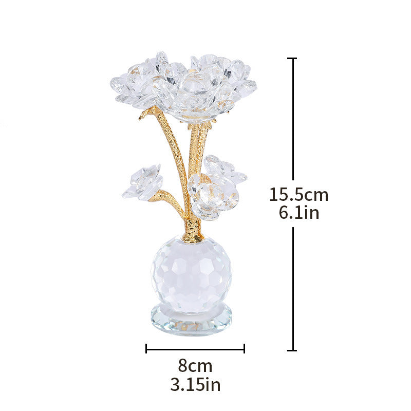Crystal Pink Rose Decor - Nordic Luxury Living Room Ornament, Birthday Gift