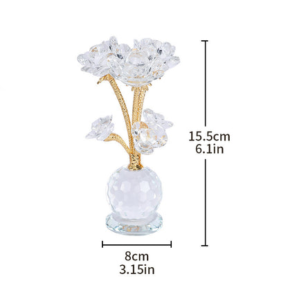 Crystal Pink Rose Decor - Nordic Luxury Living Room Ornament, Birthday Gift