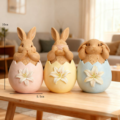 3Pcs Easter Bunny Resin Decorations - Spring Home Decor & Easter Gift