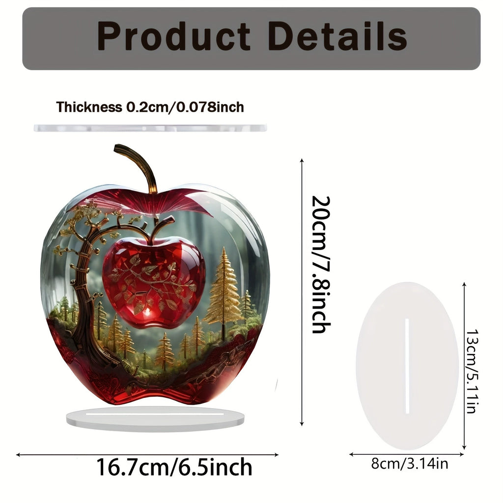 Forest apple flat acrylic ornament and base size guide