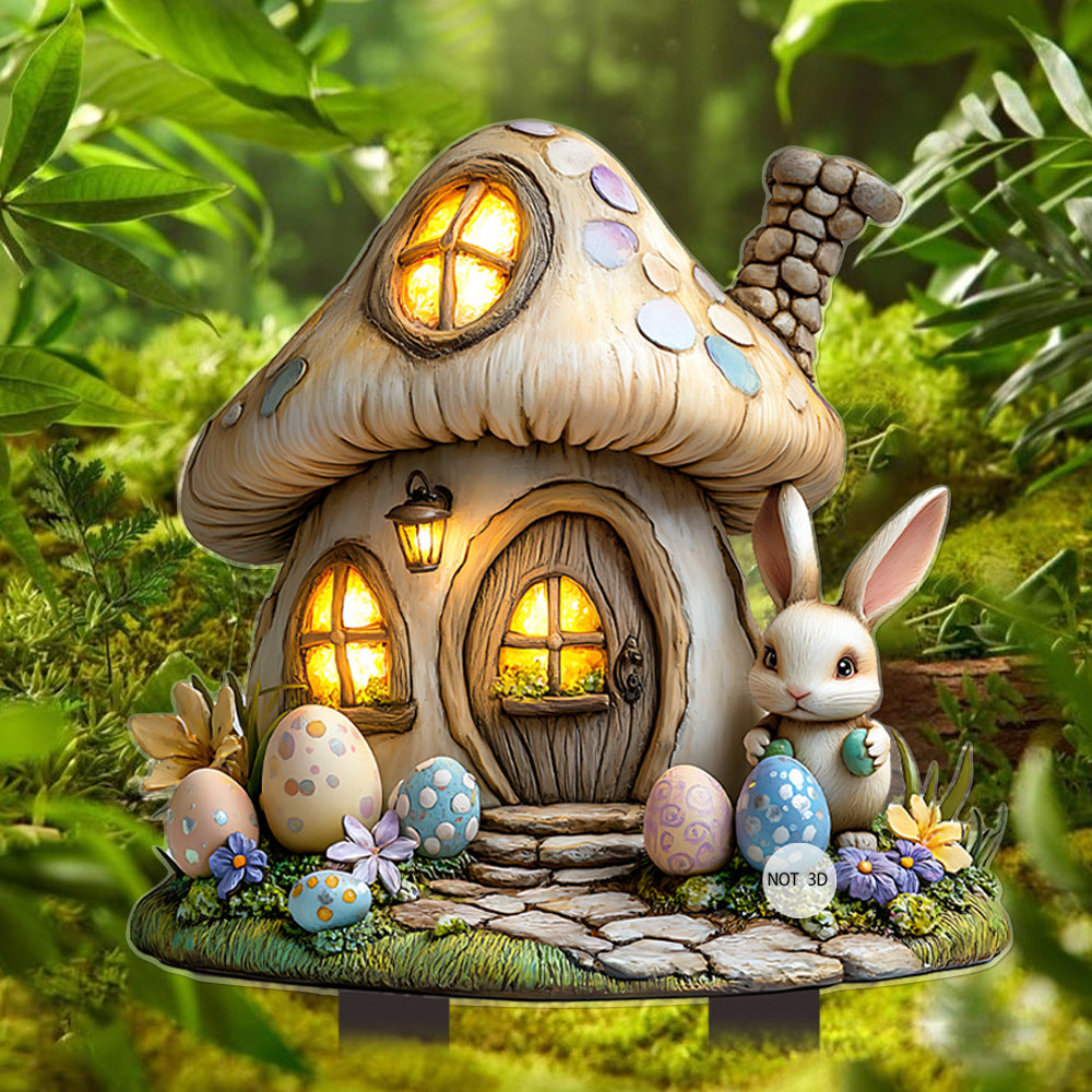 Fairy Tale Forest Mushroom House Ground-Standing 2D Acrylic Garden and Yard Lawn Flower Pot Decorative Accent