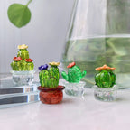 4PCS Crystal Cactus Decor - Cute Car Dashboard Ornaments for Home & Office