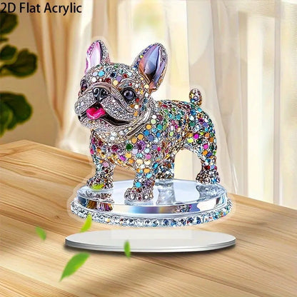 Cute Crystal 2D Puppy Sculpture Charming Acrylic Decorative Ornament