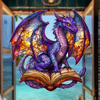 Dragonveil acrylic dragon hanging ornament overlooking blue water