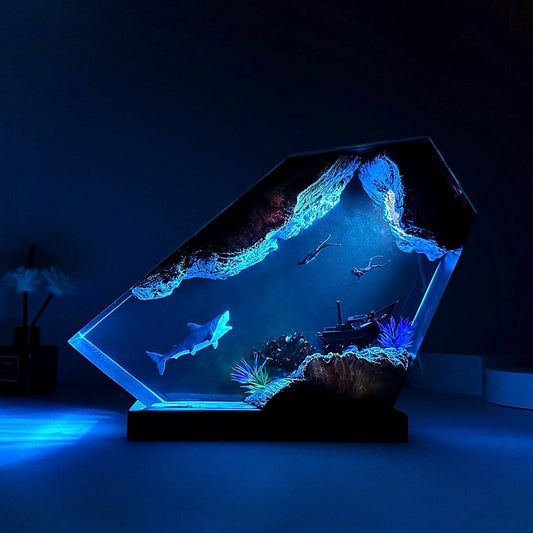 【Unique Summer Gifts】Great White Shark and Diver Night Lights
