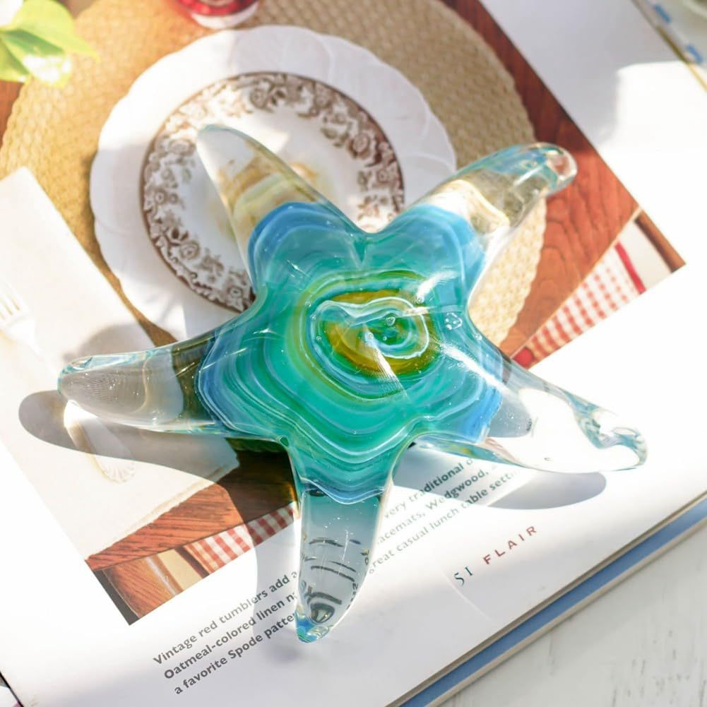 Premium Multicolor Luxury Coastal Accent Glass Starfish Sculpture