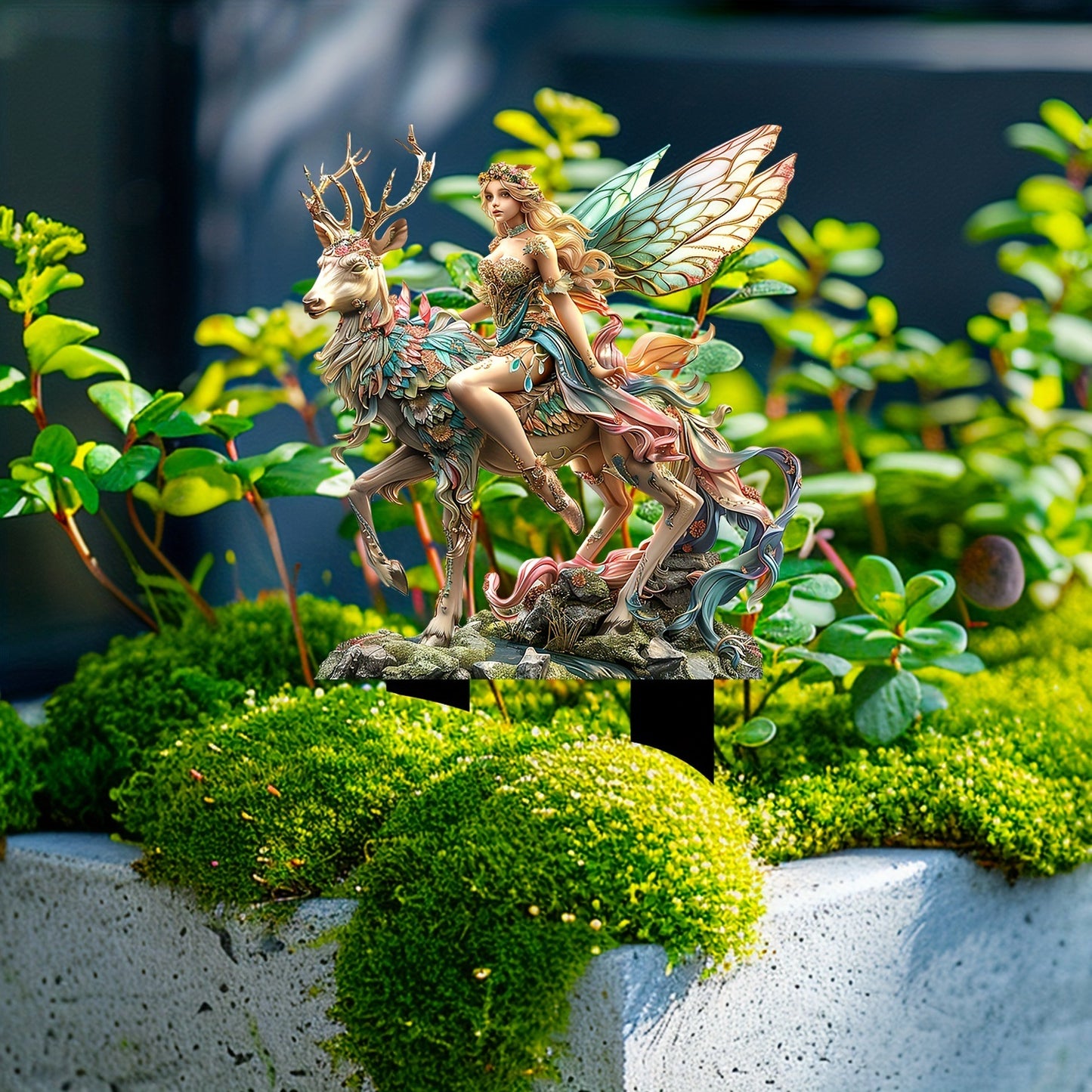 Enchanted Forest Elf & Magic Deer Acrylic Garden Stake