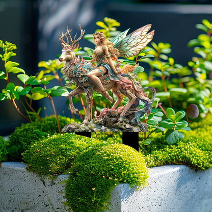 Enchanted Forest Elf & Magic Deer Acrylic Garden Stake