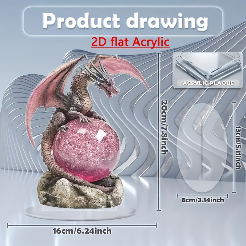 Majestic Dragon Playing Pink Pearl 2D Acrylic Decorative Ornament