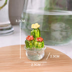 4PCS Crystal Cactus Decor - Cute Car Dashboard Ornaments for Home & Office
