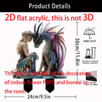 Fairy & Pink Dragon Acrylic Garden Stake – Waterproof Yard Decoration