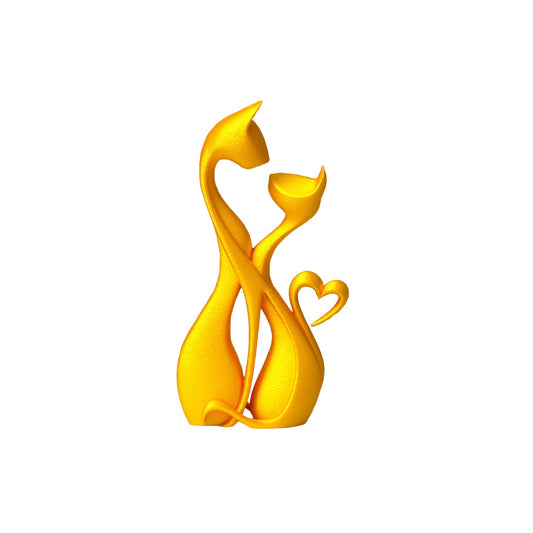 Vintage Heart-Shaped Cat Sculpture - Elegant Home Decor & Gift for Cat Lovers