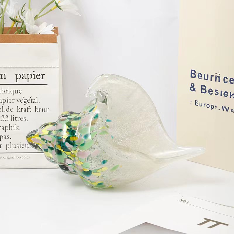 Handmade Glass Sea Shell & Conch Ornaments | Coastal Glass Art Decor