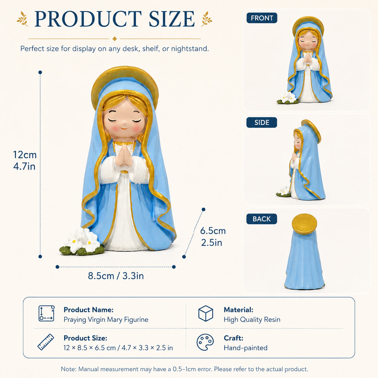 Sweet Prayer Girl Statue, Kawaii Resin Figurine with Blessing Charm for Home Decoration