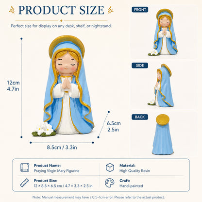 Sweet Prayer Girl Statue, Kawaii Resin Figurine with Blessing Charm for Home Decoration
