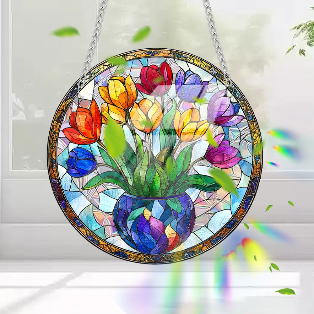 Flower Sun Catcher - Stained Glass Window Hanging