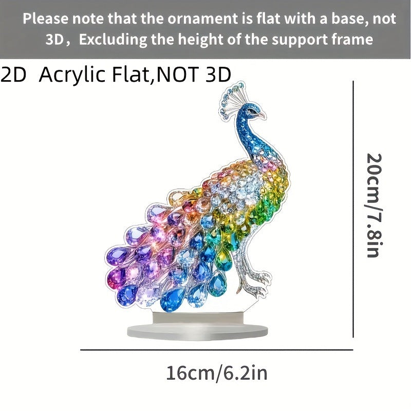 Sparkling Crystal Animal Acrylic Tabletop Decor - Peacock, Owl, Eagle & Rooster Figurines