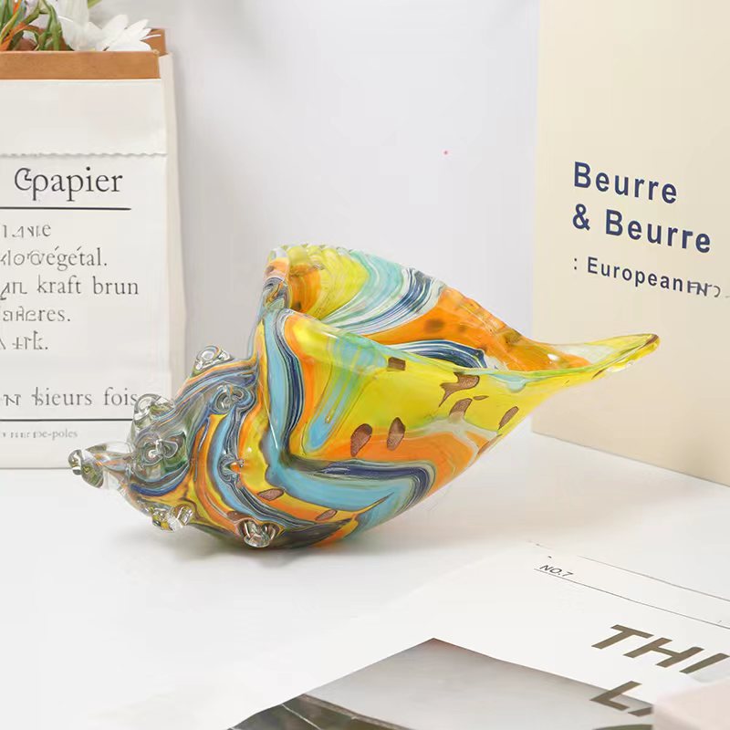 Handmade Glass Sea Shell & Conch Ornaments | Coastal Glass Art Decor