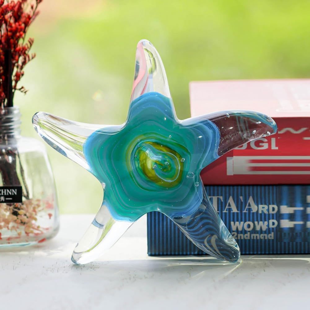 Premium Multicolor Luxury Coastal Accent Glass Starfish Sculpture