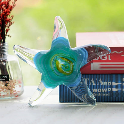 Premium Multicolor Luxury Coastal Accent Glass Starfish Sculpture