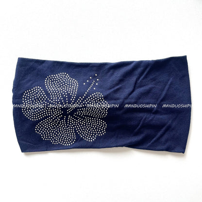 Solid Color Hot Diamond Hibiscus Flower Headband Retro Fashion Accessories