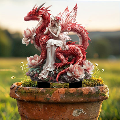 Fantasy Fairy & Dragon 2D Acrylic Tabletop Decor