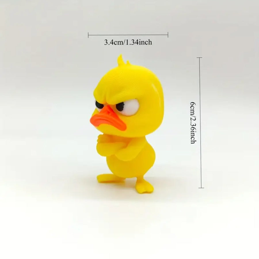 Angry Yellow Duck Statue – Funny Duck Figurine with Expressive Cute Face Novelty Gift Desk Decor