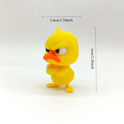 Angry Yellow Duck Statue – Funny Duck Figurine with Expressive Cute Face Novelty Gift Desk Decor