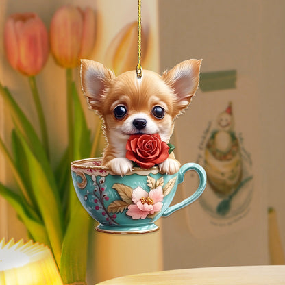 Cute 2D Cat Acrylic Charm Crown Keychain