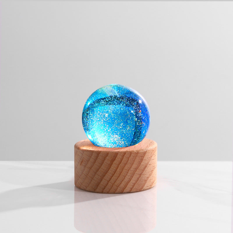 7-Color Crystal Glass Night Light Decor with LED Base