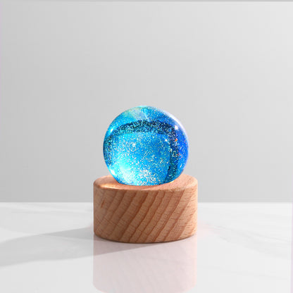 7-Color Crystal Glass Night Light Decor with LED Base