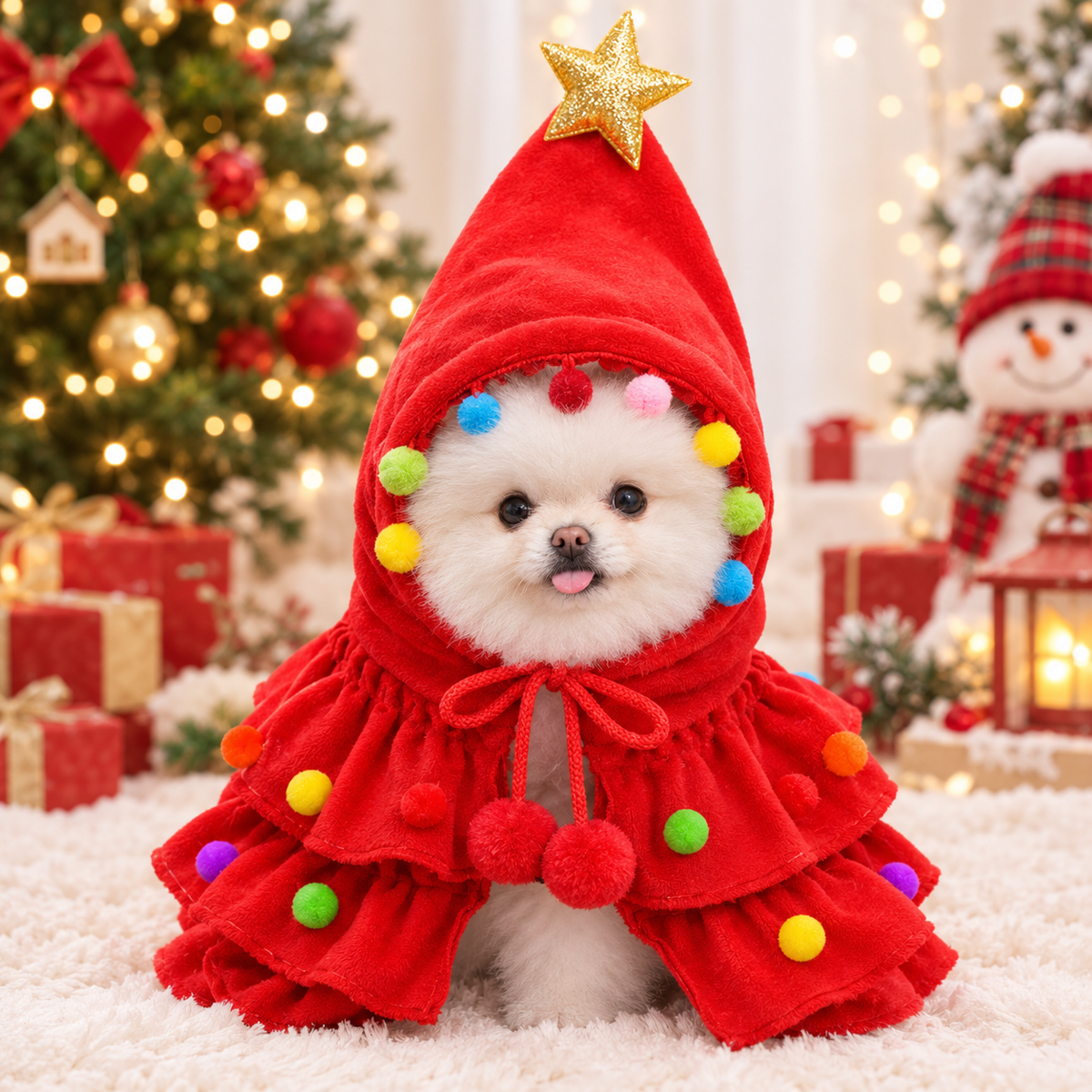 Christmas Pet Cape – Cozy Holiday Cloak for Dogs & Cats, Cute Winter Costume for Christmas Photos & Parties