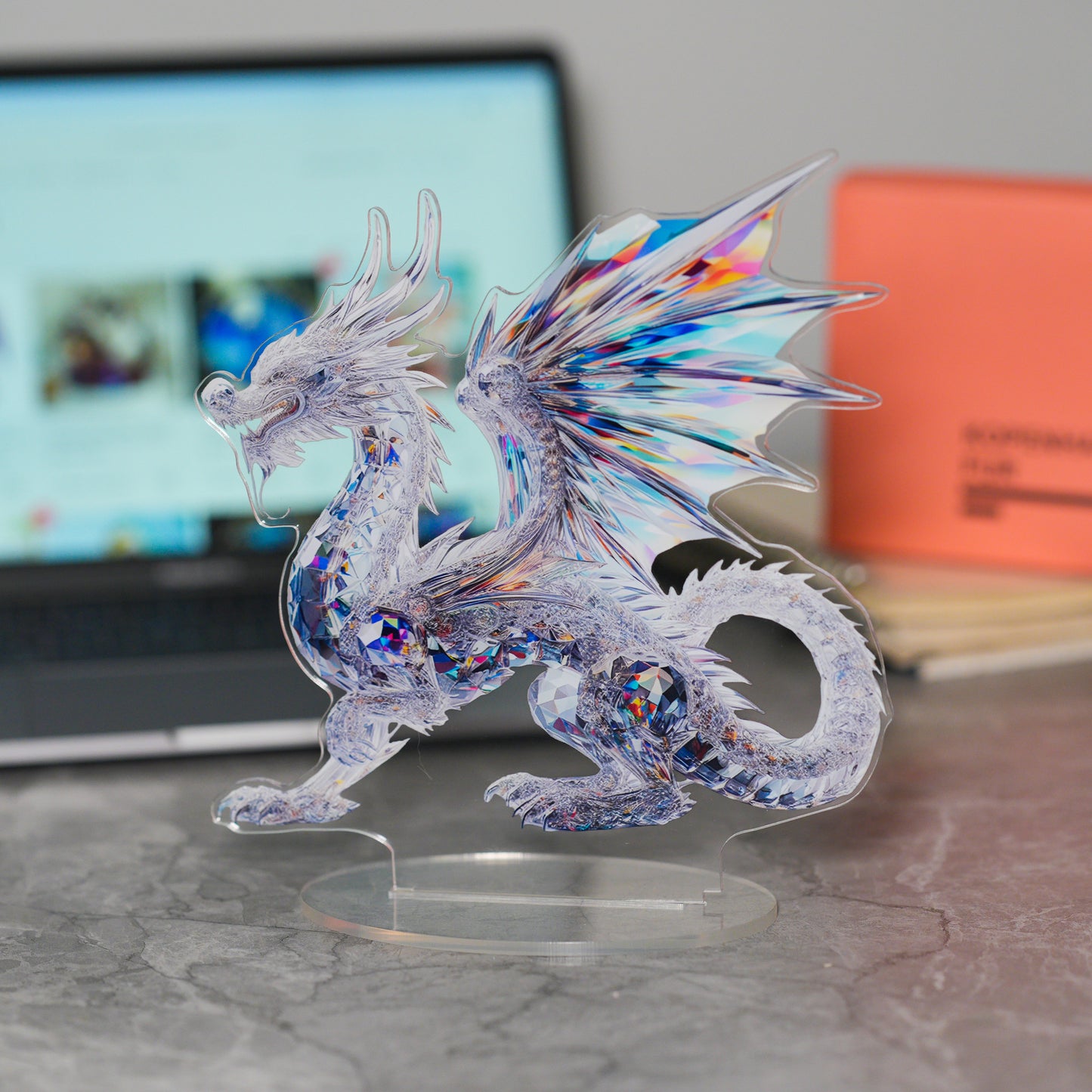 2D Bohemian Crystal Dragon Acrylic Ornament Decor