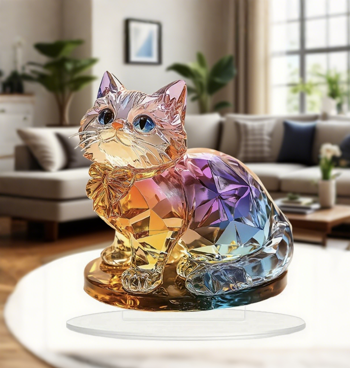 Lumi – Kawaii Acrylic Cat Tabletop Decor for Display