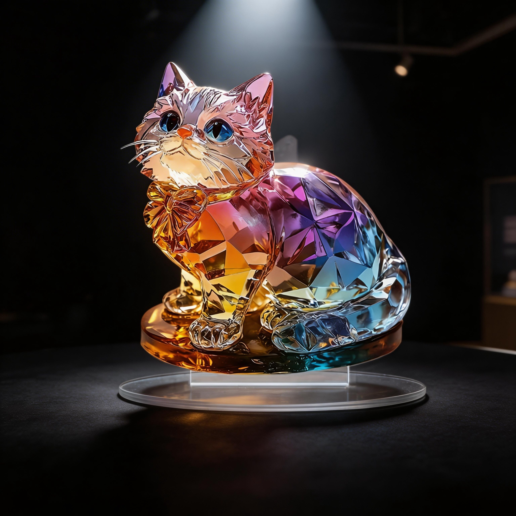 Lumi#1 – Kawaii Acrylic Cat Tabletop Decor for Display