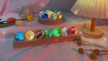 7-Color Crystal Glass Night Light Decor with LED Base