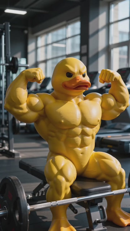 Funny Muscle Duck Statue – Yellow Bodybuilder Gym Duck Desk Hilarious Office Accessories