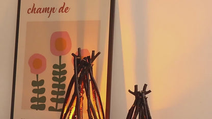 Handmade Branch-Style LED Flame Lamp - Safe & Romantic Desktop Campfire Decor