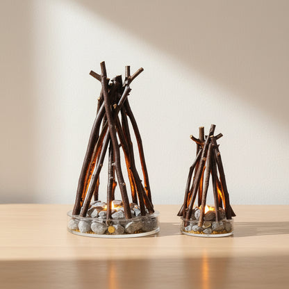 Handmade Branch-Style LED Flame Lamp - Safe & Romantic Desktop Campfire Decor